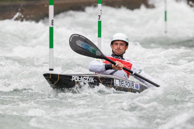 Lucien Delfour AUS at ICF CANOE SLALOM WORLD CUP, Canoeing, Men, Kayak, 2026, on 12 06 2026 in Augsburg, Eiskanal Bayern Germany