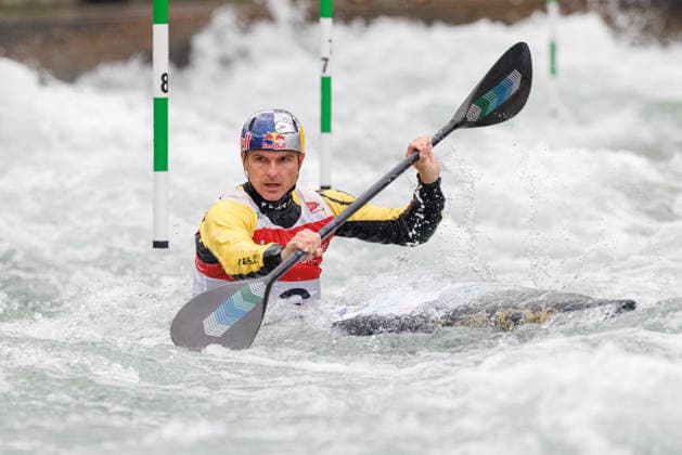 Peter Kauzer SLO at ICF CANOE SLALOM WORLD CUP, Canoeing, Men, Kayak, 2026, on 12 06 2026 in Augsburg, Eiskanal Bayern Germany