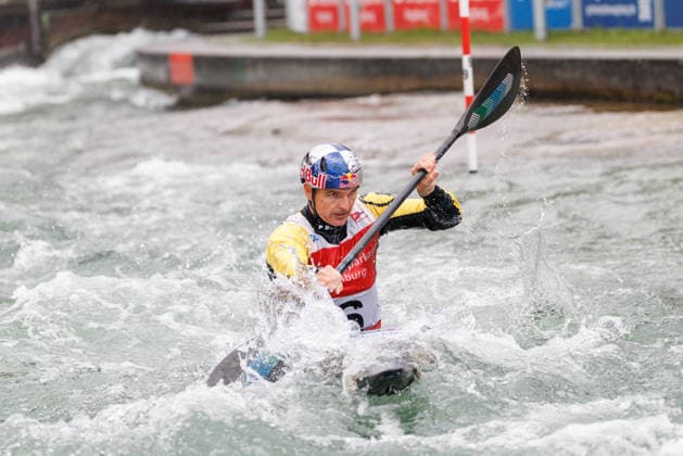 Peter Kauzer SLO at ICF CANOE SLALOM WORLD CUP, Canoeing, Men, Kayak, 2026, on 12 06 2026 in Augsburg, Eiskanal Bayern Germany