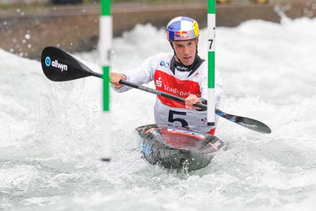 Jakub Krejci CZE at ICF CANOE SLALOM WORLD CUP, Canoeing, Men, Kayak, 2026, on 12 06 2026 in Augsburg, Eiskanal Bayern Germany