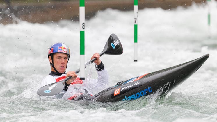 Jakub Krejci CZE at ICF CANOE SLALOM WORLD CUP, Canoeing, Men, Kayak, 2026, on 12 06 2026 in Augsburg, Eiskanal Bayern Germany