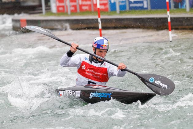 Jakub Krejci CZE at ICF CANOE SLALOM WORLD CUP, Canoeing, Men, Kayak, 2026, on 12 06 2026 in Augsburg, Eiskanal Bayern Germany