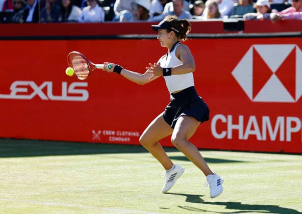 RECORD DATE NOT STATED 12th June 2026; HSBC Championships, Queens Club, West Kensington, London, England; HSBC Championships Tennis, Day Three; Iva Jovic (USA) plays a forehand shot against Amanda Anisimova (USA) HongboxChen
