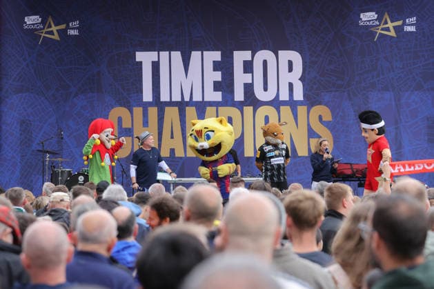 12 06 2026, xtgx,Handball, EHF Champions League, Opening Party v l symbol photo, symbol picture mascot of all teams Cologne