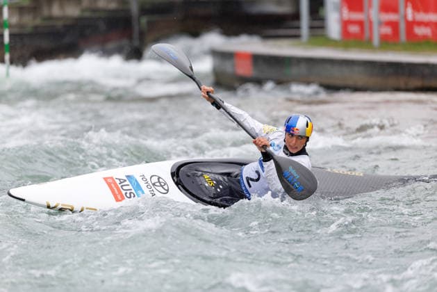 Jessica Fox AUS at ICF CANOE SLALOM WORLD CUP, Canoeing, Women, Kayak, 2026, on 12 06 2026 in Augsburg, Eiskanal Bayern Germany