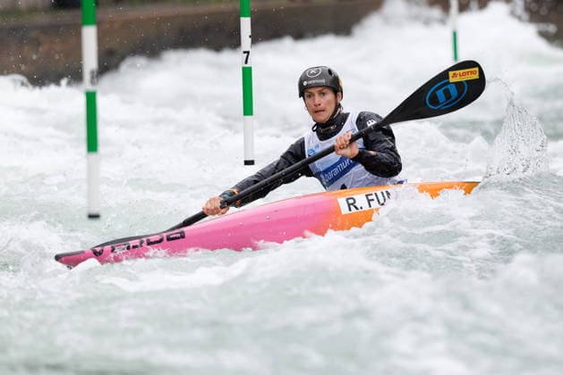 Ricarda Funk GER at ICF CANOE SLALOM WORLD CUP, Canoeing, Women, Kayak, 2026, on 12 06 2026 in Augsburg, Eiskanal Bayern Germany