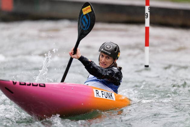 Ricarda Funk GER at ICF CANOE SLALOM WORLD CUP, Canoeing, Women, Kayak, 2026, on 12 06 2026 in Augsburg, Eiskanal Bayern Germany