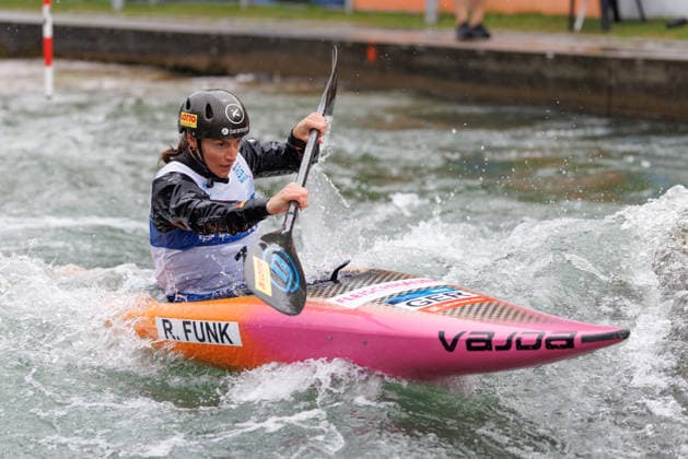 Ricarda Funk GER at ICF CANOE SLALOM WORLD CUP, Canoeing, Women, Kayak, 2026, on 12 06 2026 in Augsburg, Eiskanal Bayern Germany