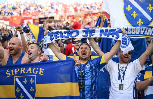 Football FIFA World Cup 2026 Preliminary Round Group B Canada Bosnia and Herzegovina 12 06 2026 Bosnia and Herzegovina fans get into the mood