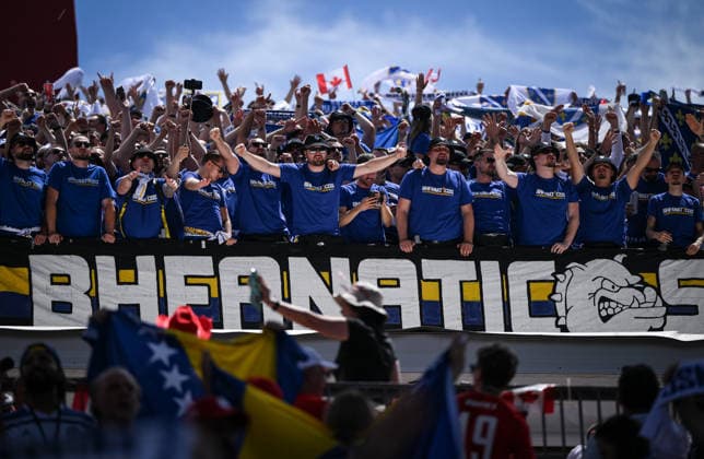 Football FIFA World Cup 2026 Preliminary Round Group B Canada Bosnia and Herzegovina 12 06 2026 Bosnia and Herzegovina fans get into the mood, Ultra Group