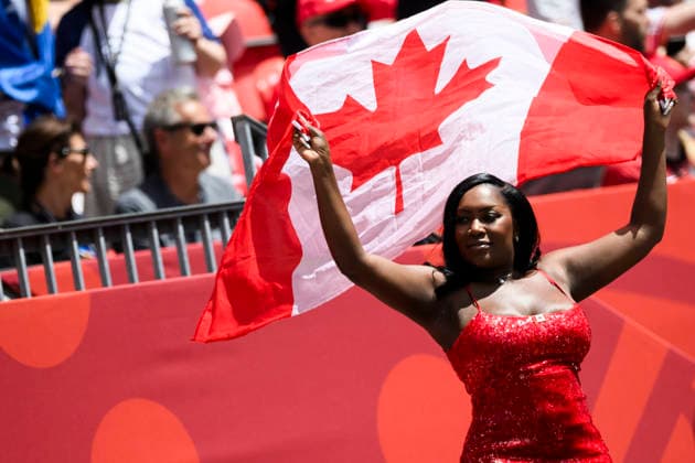 Canada and Bosnia v Herzegovina - FIFA World Cup, WM, Weltmeisterschaft, Fussball 2026 A fan of Canada show her support prior to the FIFA World Cup 2026 Group B match between Canada and Bosnia and Herzegovina. Toronto Canada Copyright: xNicolòxCampox