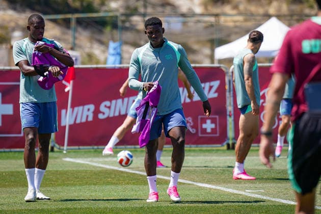 USA Soccer FIFA World Cup 2026 Swiss national team training at San Diego base camp San Diego Jewish Academy, Carmel Valley, San Diego, California Breel Embolo Switzerland, 7 during a Swiss national team training session at the official team base camp in San Diego National coach Murat Yakins team is preparing for the 2026 FIFA World Cup in the USA, Canada and Mexico Copyright: xJOERANxSTEINSIEKx