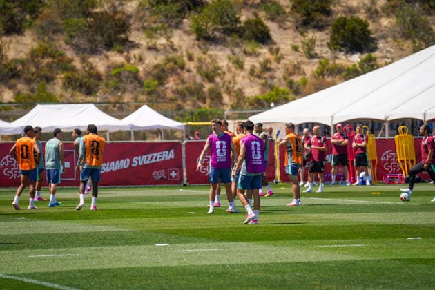 USA Soccer FIFA World Cup 2026 Swiss national team training at base camp San Diego San Diego Jewish Academy, Carmel Valley, San Diego, California Swiss national team at the official team base camp in San Diego National coach Murat Yakins team is preparing for the 2026 FIFA World Cup in the USA, Canada and Mexico Copyright: xJOERANxSTEINSIEKx