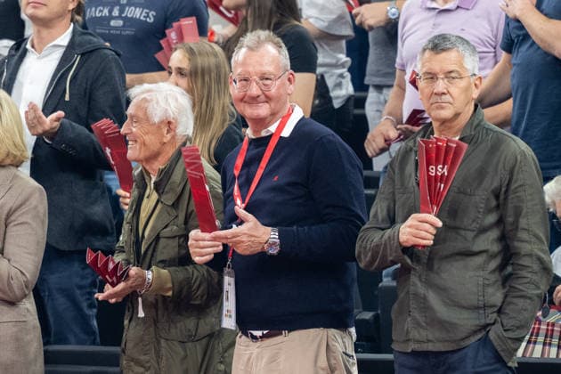 1 Vice President Prof Dr Dieter Mayer FC Bayern Muenchen , Club President Herbert Hainer FC Bayern Muenchen , FC Bayern Basketball vs Alba Berlin, BBL, Final 1, 12 06 2026 Muenchen Bayern Germany Copyright: xkolbert-press UlrichxGamelx