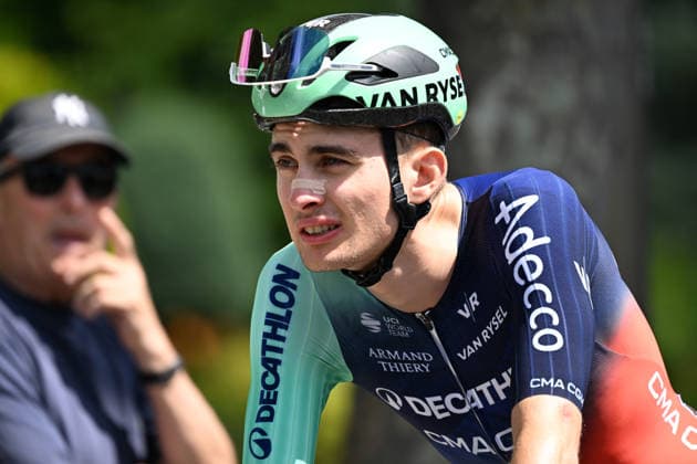 Tour Auvergne - Rhone-Alpes 2026 Stage 6 Decathlon CMA CGM Team s French rider Paul Seixas during the 6th stage of the Tour Auvergne-Rhone-Alpes cycling race , 182,3km between Saint-Vulbas and Crest-Voland in the French Alps on June 12, 2026. SAINT VULBASFrance  Copyright: xMouradxAllilix