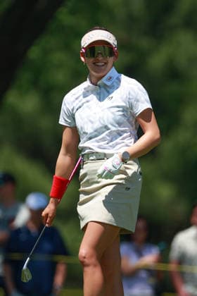 Dow Championship Midland, MI - JUNE 12: Chizzy Iwai of Japan reacts after hitting from the 9th fairway during the second round of the Dow Championship at Midland Country Club on June 12, 2026 in Midland, Michigan. Midland Michigan United States  Copyright: xAmyxLemusx originalFilename:lemus-dowchamp260612_npHeD.jpg