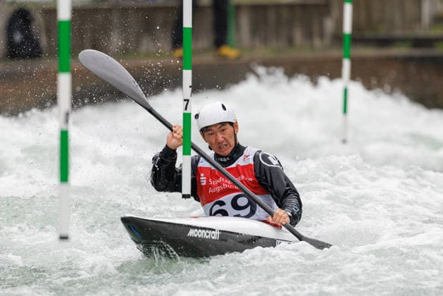Kazuya Adachi JPN at ICF CANOE SLALOM WORLD CUP, Canoeing, Men, Kayak, 2026, on 12 06 2026 in Augsburg, Eiskanal Bayern Germany