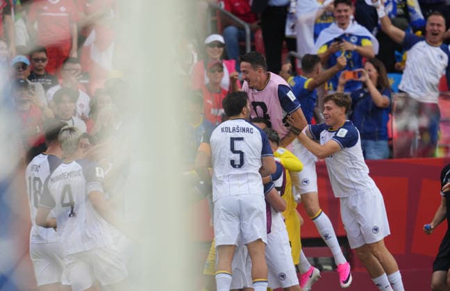 Jovo Lukic Bosnia And Herzegovina scores and celebrates his teams first goal during Canada and Bosnia and Herzegovina, Group B FIFA World Cup 2026, Toronto Stadium, Toronto, Canada on June 12, 2026 Thor Wegner DeFodi Images Photo by DeFodi Images