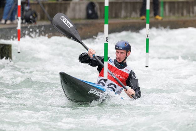 Nils Biermans NED at ICF CANOE SLALOM WORLD CUP, Canoeing, Men, Kayak, 2026, on 12 06 2026 in Augsburg, Eiskanal Bayern Germany