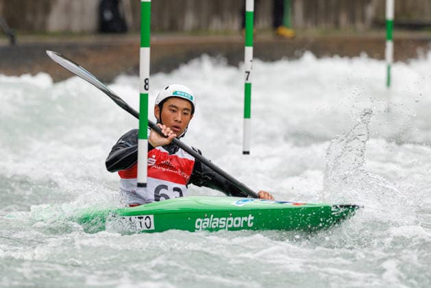 Teppei Saito JPN at ICF CANOE SLALOM WORLD CUP, Canoeing, Men, Kayak, 2026, on 12 06 2026 in Augsburg, Eiskanal Bayern Germany