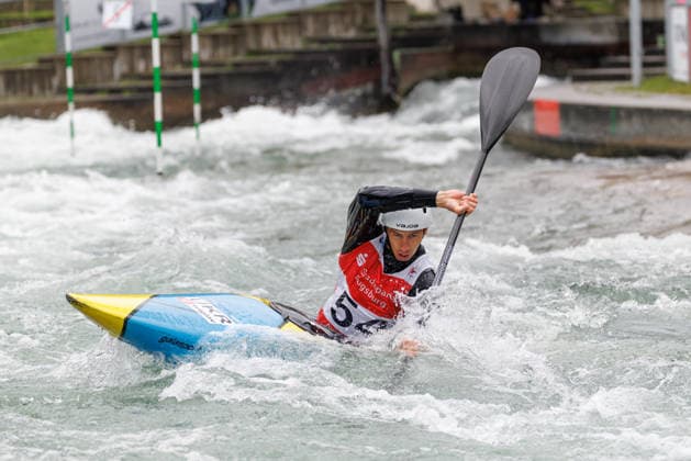 Oleksandr Fedorenko UKR at ICF CANOE SLALOM WORLD CUP, Canoeing, Men, Kayak, 2026, on 12 06 2026 in Augsburg, Eiskanal Bayern Germany