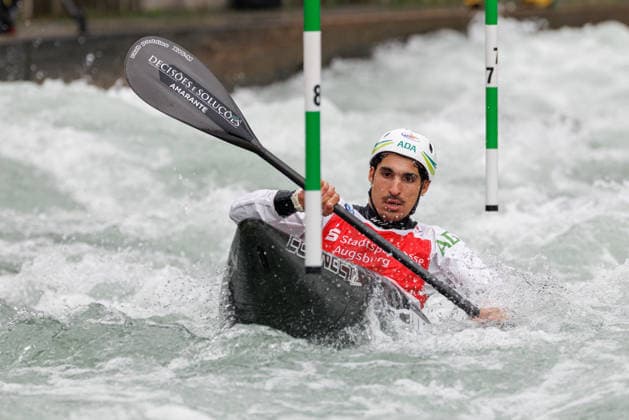 Joao Cunha POR at ICF CANOE SLALOM WORLD CUP, Canoeing, Men, Kayak, 2026, on 12 06 2026 in Augsburg, Eiskanal Bayern Germany