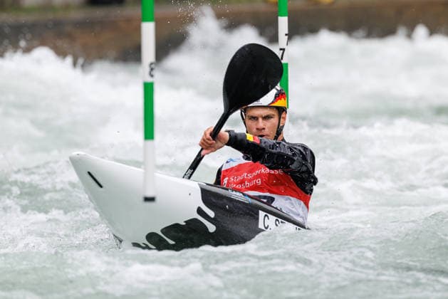 Christian Stanzel GER at ICF CANOE SLALOM WORLD CUP, Canoeing, Men, Kayak, 2026, on 12 06 2026 in Augsburg, Eiskanal Bayern Germany