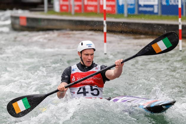 Noel Hendrick IRL at ICF CANOE SLALOM WORLD CUP, Canoeing, Men, Kayak, 2026, on 12 06 2026 in Augsburg, Eiskanal Bayern Germany