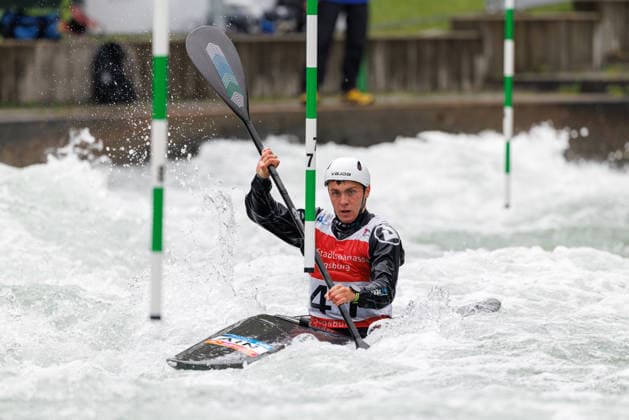 Ivan Kozlov AIN at ICF CANOE SLALOM WORLD CUP, Canoeing, Men, Kayak, 2026, on 12 06 2026 in Augsburg, Eiskanal Bayern Germany