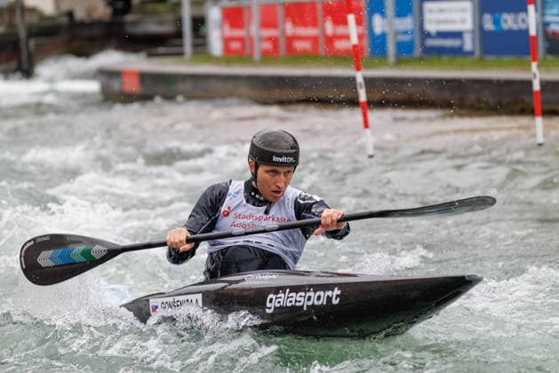 Adam Gonsenica SVK at ICF CANOE SLALOM WORLD CUP, Canoeing, Men, Kayak, 2026, on 12 06 2026 in Augsburg, Eiskanal Bayern Germany