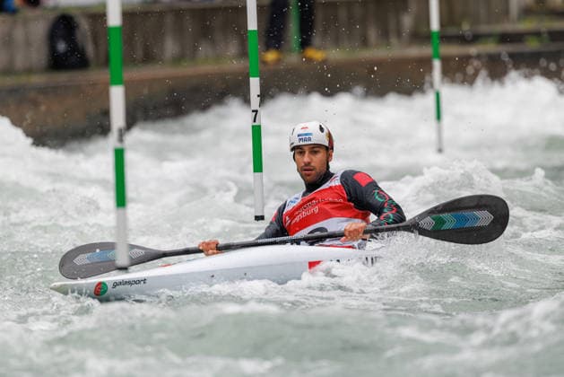 Mathis Soudi MAR at ICF CANOE SLALOM WORLD CUP, Canoeing, Men, Kayak, 2026, on 12 06 2026 in Augsburg, Eiskanal Bayern Germany
