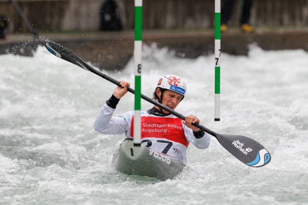 Matyas Novak CZE at ICF CANOE SLALOM WORLD CUP, Canoeing, Men, Kayak, 2026, on 12 06 2026 in Augsburg, Eiskanal Bayern Germany