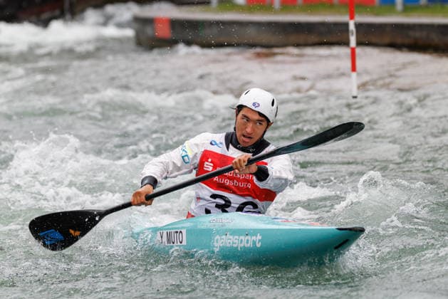 Yusuke Muto JPN at ICF CANOE SLALOM WORLD CUP, Canoeing, Men, Kayak, 2026, on 12 06 2026 in Augsburg, Eiskanal Bayern Germany
