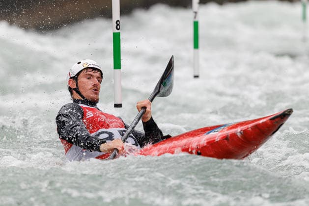 Maxime Aubertin BEL at ICF CANOE SLALOM WORLD CUP, Canoeing, Men, Kayak, 2026, on 12 06 2026 in Augsburg, Eiskanal Bayern Germany