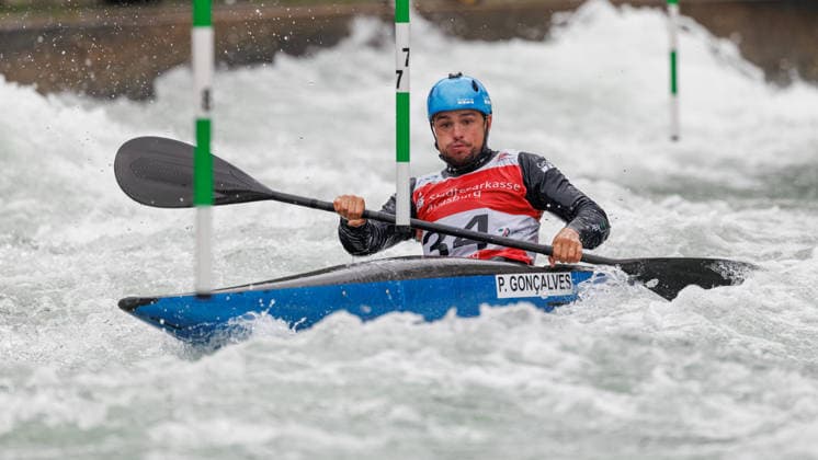 Pedro Goncalves BRA at ICF CANOE SLALOM WORLD CUP, Canoeing, Men, Kayak, 2026, on 12 06 2026 in Augsburg, Eiskanal Bayern Germany