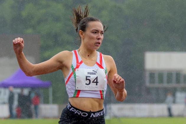 Ingolstadt, Germany 12 June 2026 Athletics MTV Meet IN 2026 In the picture Ella Schmucker LG Augsburg runs through the finish line as winner over 400 meters MTV Stadion Bayern Copyright: xFotostandx xSchäferx
