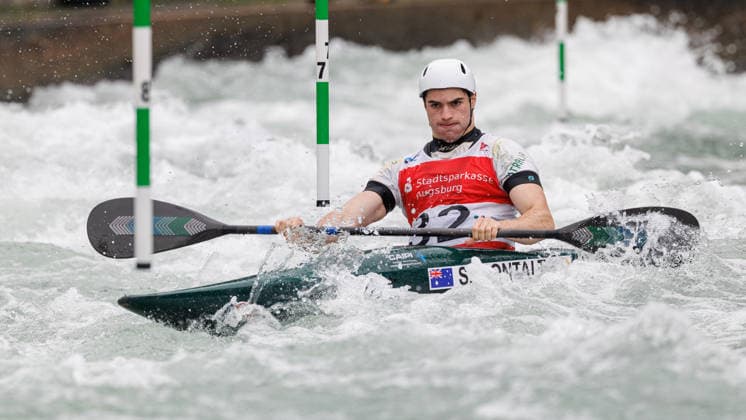 Sebastian Montalto AUS at ICF CANOE SLALOM WORLD CUP, Canoeing, Men, Kayak, 2026, on 12 06 2026 in Augsburg, Eiskanal Bayern Germany