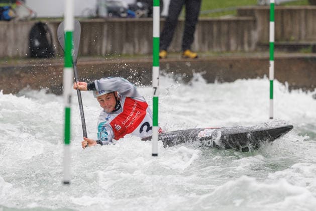 Anatole Delassus FRA at ICF CANOE SLALOM WORLD CUP, Canoeing, Men, Kayak, 2026, on 12 06 2026 in Augsburg, Eiskanal Bayern Germany