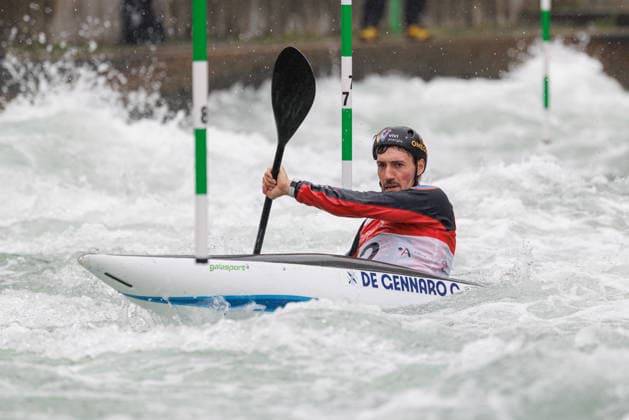 Giovanni De Gennaro ITA Anatole Delassus FRA at ICF CANOE SLALOM WORLD CUP, Canoeing, Men, Kayak, 2026, on 12 06 2026 in Augsburg, Eiskanal Bayern Germany