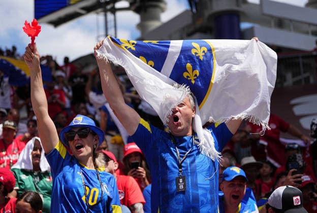Bosnia and Herzegovina fans Bosnia and Herzegovina looks on during Canada and Bosnia and Herzegovina, Group B FIFA World Cup 2026, Toronto Stadium, Toronto, Canada on June 12, 2026 Thor Wegner DeFodi Images Photo by DeFodi Images