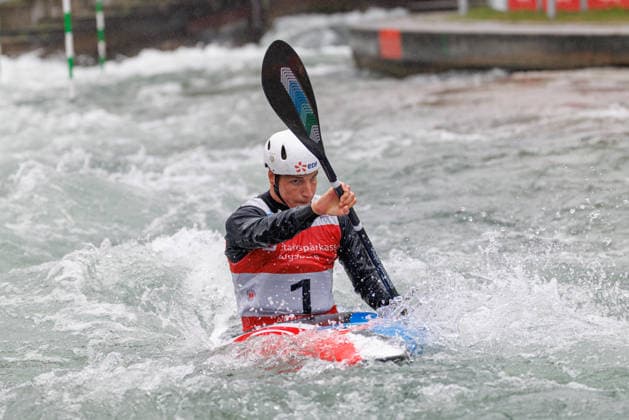 Titouan Castryck FRA at ICF CANOE SLALOM WORLD CUP, Canoeing, Men, Kayak, 2026, on 12 06 2026 in Augsburg, Eiskanal Bayern Germany