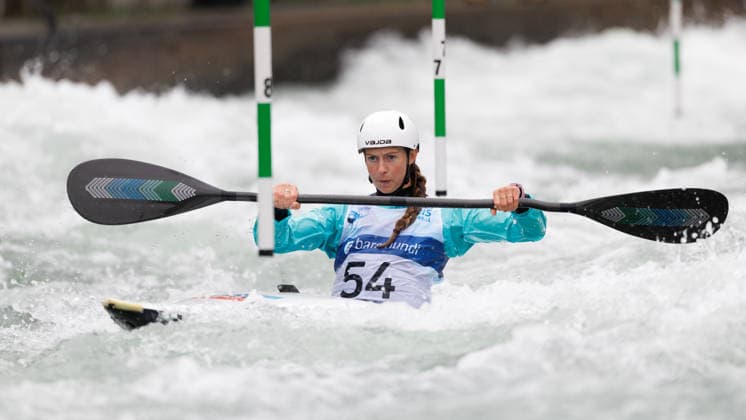 Georgina Cochrane IRL at ICF CANOE SLALOM WORLD CUP, Canoeing, Women, Kayak, 2026, on 12 06 2026 in Augsburg, Eiskanal Bayern Germany