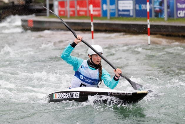 Georgina Cochrane IRL at ICF CANOE SLALOM WORLD CUP, Canoeing, Women, Kayak, 2026, on 12 06 2026 in Augsburg, Eiskanal Bayern Germany