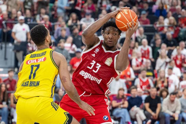 Norris Agbakoko 17 Alba Berlin , David McCormack 33 FC Bayern Basketball , FC Bayern Basketball vs Alba Berlin, BBL, Final 1, 12 06 2026 Munich Bavaria Germany Copyright: xkolbert-press UlrichxGamelx