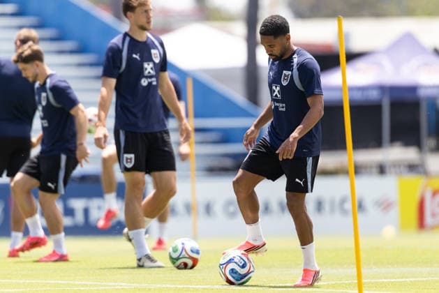SOCCER - FIFA World Cup, WM, Weltmeisterschaft, Fussball 2026, preview SANTA BARBARA,CALIFORNIA,USA,12.JUN.26 - SOCCER - FIFA World Cup 2026, USA, Mexico, Canada, preview, OEFB, Oesterreichischer Fussball-Bund, training team AUT. Image shows Phillipp Mwene (AUT).  GEPAxpictures xArminxRauthner