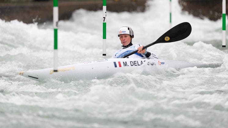 Marjorie Delassus FRA at ICF CANOE SLALOM WORLD CUP, Canoeing, Women, Kayak, 2026, on 12 06 2026 in Augsburg, Eiskanal Bayern Germany