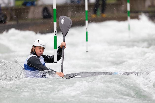 Kseniia Krylova AIN at ICF CANOE SLALOM WORLD CUP, Canoeing, Women, Kayak, 2026, on 12 06 2026 in Augsburg, Eiskanal Bayern Germany