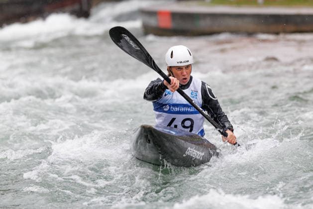 Kseniia Krylova AIN at ICF CANOE SLALOM WORLD CUP, Canoeing, Women, Kayak, 2026, on 12 06 2026 in Augsburg, Eiskanal Bayern Germany