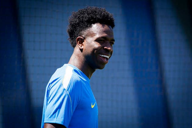 FOOTBALL : Entrainement Equipe du Bresil - Coupe du monde FIFA 2026 - 12 06 2026 Vinicius Jr. FIFA World Cup, WM, Weltmeisterschaft, Fussball Le BrÃ sil s entraine Ã la veille de son premier match de Coupe du monde 2026 contre le Maroc, premier grand test pour Carlo Ancelotti.  Copyright: xelyxandroxcegarrax