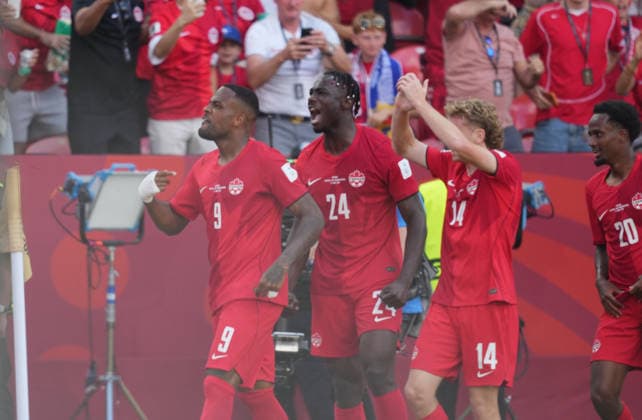 Cyle Larin Canada scores and celebrates his teams first goal during Canada and Bosnia and Herzegovina, Group B FIFA World Cup 2026, Toronto Stadium, Toronto, Canada on June 12, 2026 Thor Wegner DeFodi Images Photo by DeFodi Images